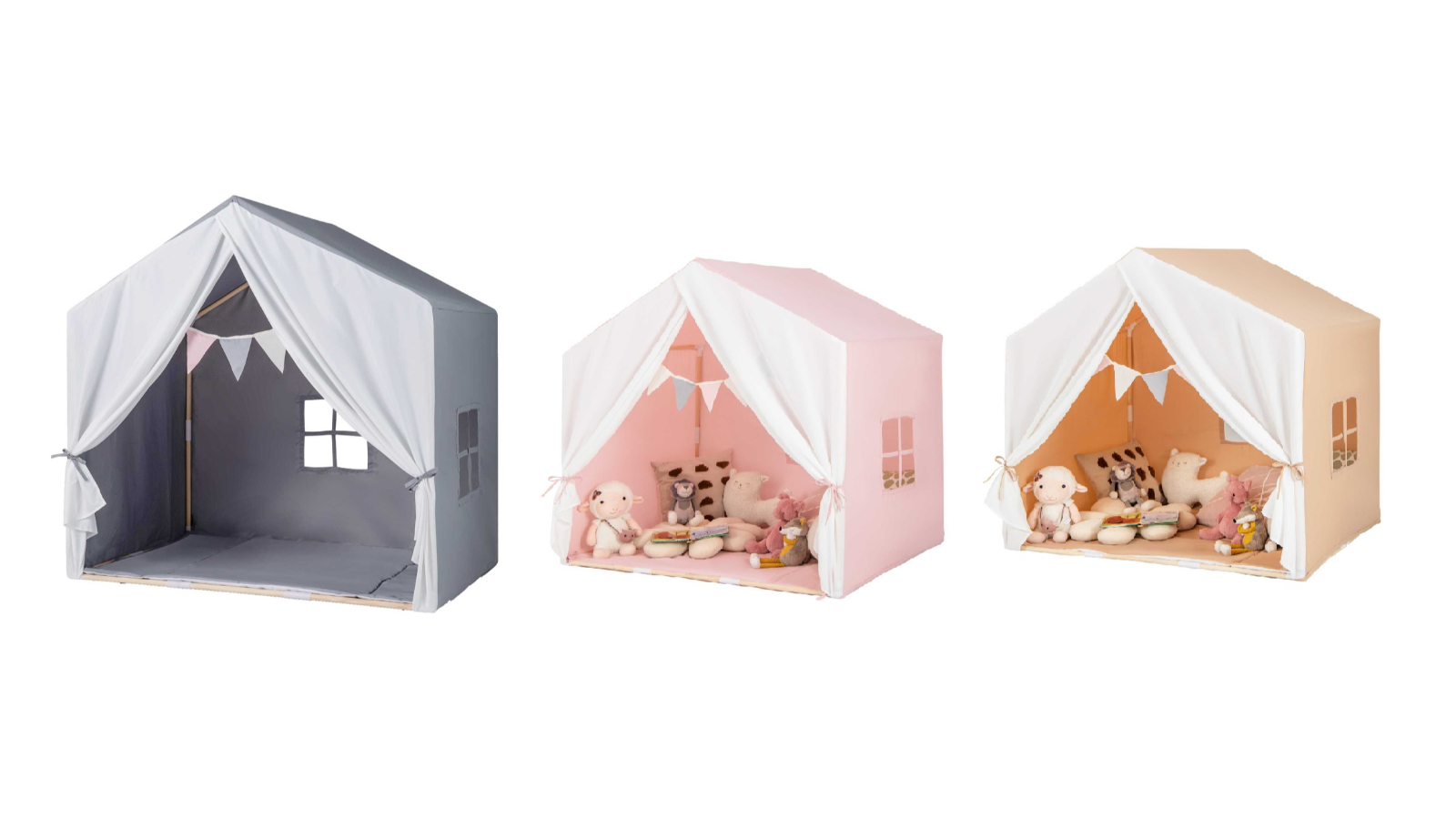 Costway Indoor Playhouse Castle Kids Play Tent with Washable Cotton Mat Curtain