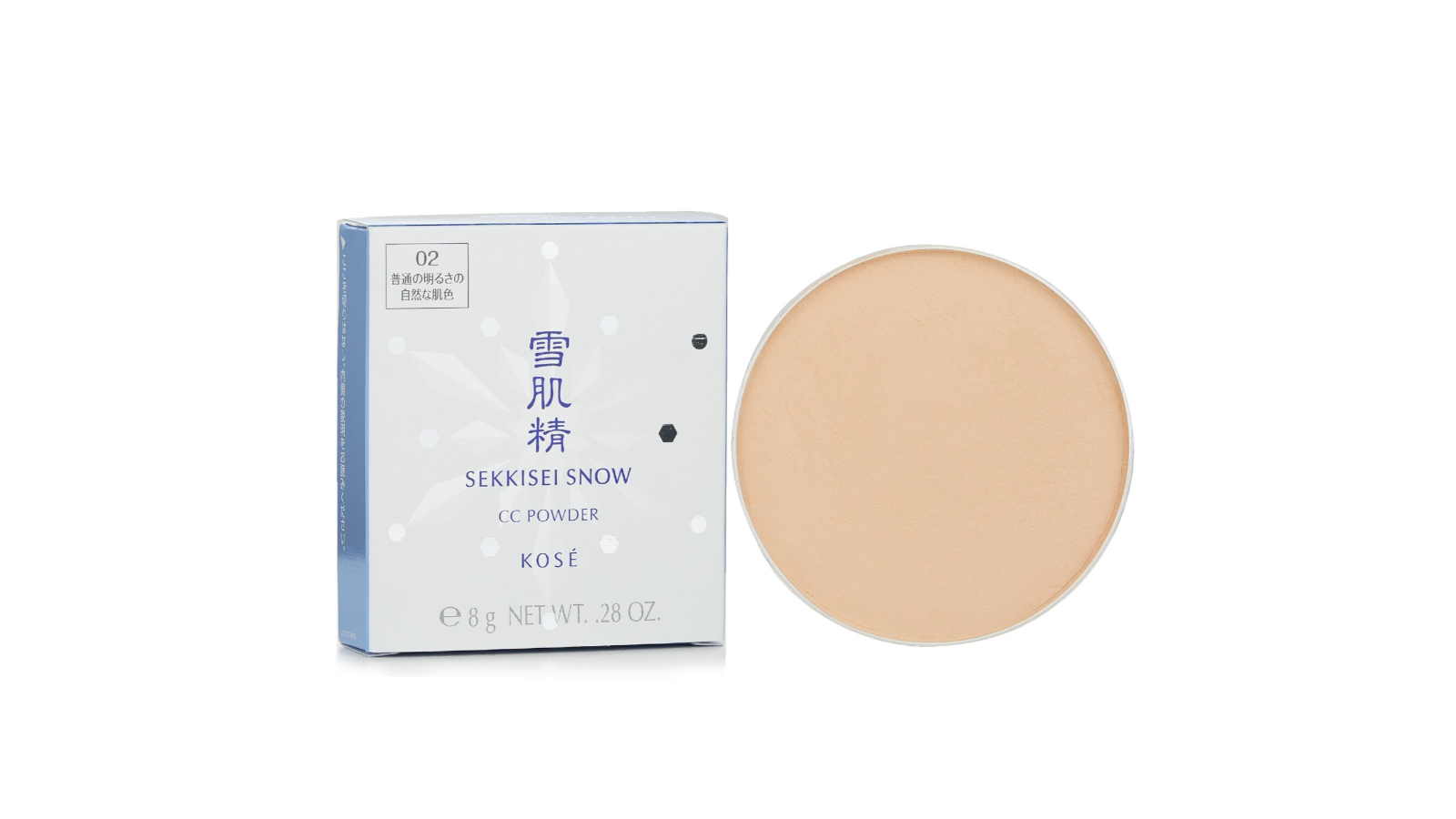 Kose No. 02 SPF 14 Sekkisei Snow CC Powder Case with Sponge - 8g/0.28oz