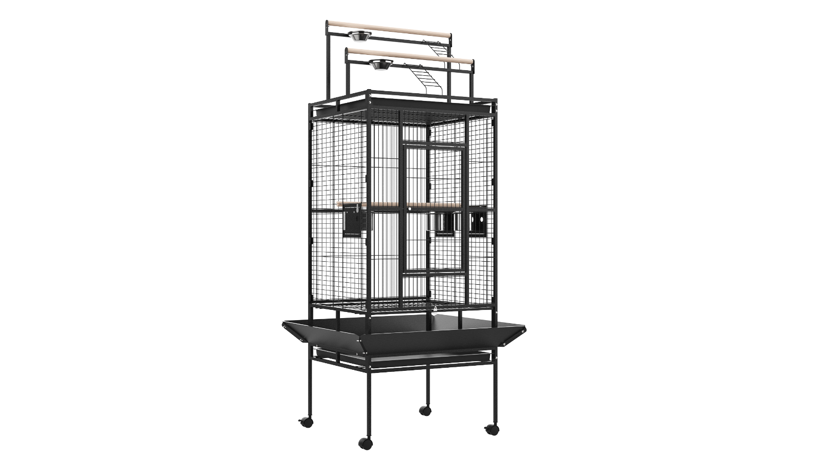Image showcasing Advwin Parrot Aviary Pet Stand-Alone 2 Budgie Perche Playtop Area ...