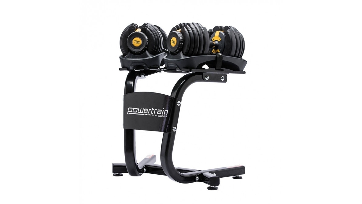 Adjustable Dumbbell with Stand 48kg (2 x 24kg) - Gold