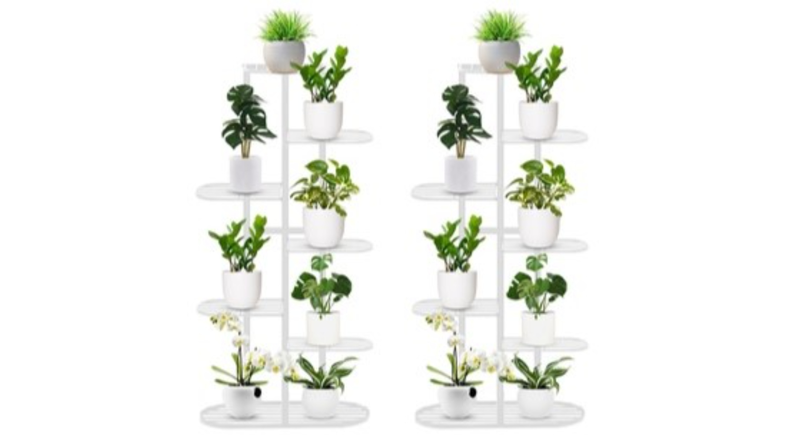 SOGA 7 Tier 8 Pots White Metal Plant Rack Flowerpot Storage Display Stand Holder Home Garden Decor - 2 Piece