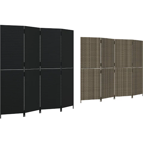 vidaXL 4-Panel Poly Rattan Room Divider
