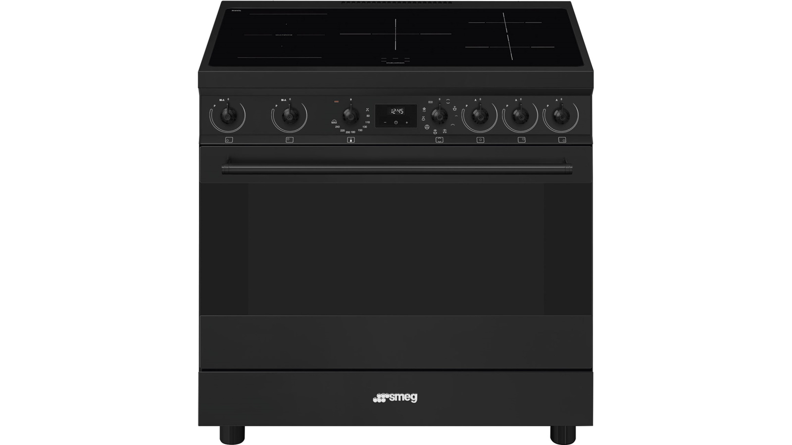Smeg 900mm Classic Induction Freestanding Oven Full Matte Black Harvey Norman