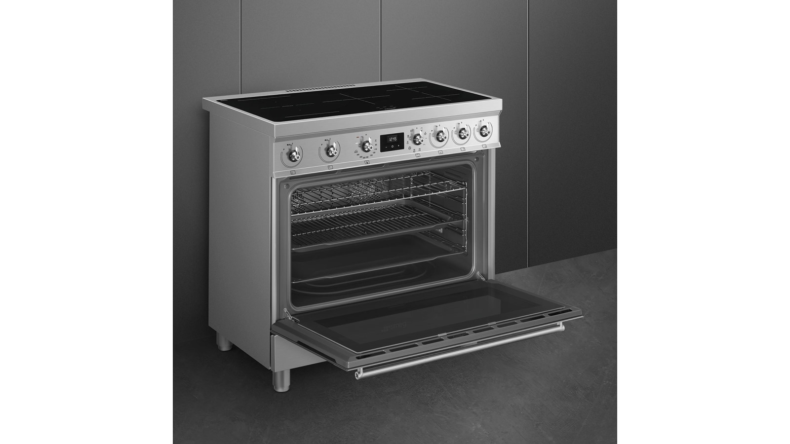 Smeg 900mm Classic Induction Freestanding Cooker Stainless Steel Harvey Norman