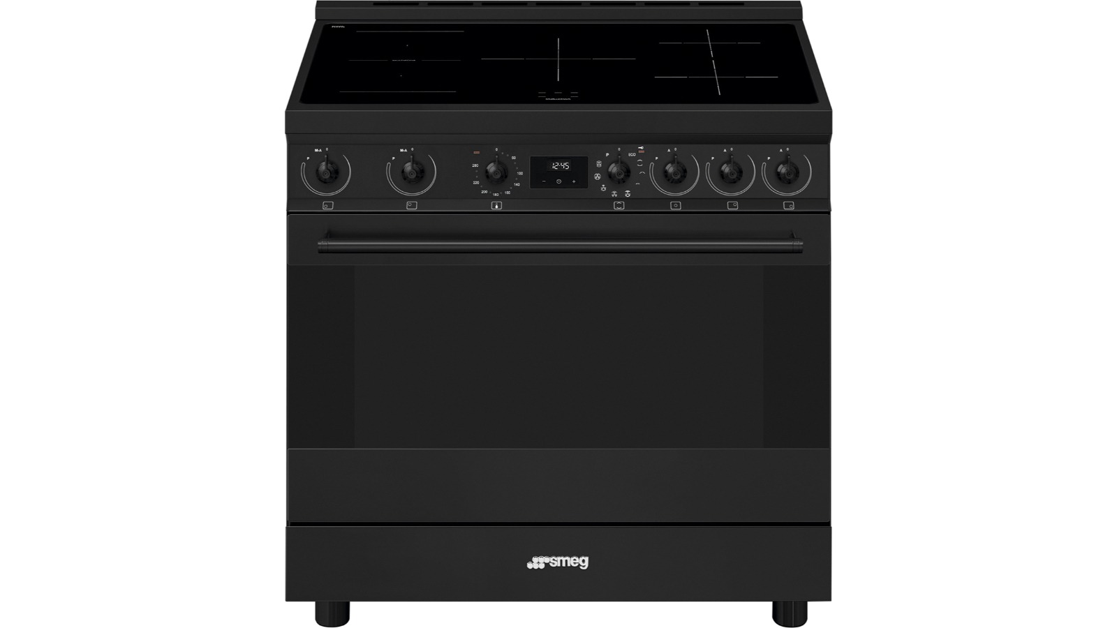 Smeg 900mm ThermoSeal Induction Pyrolytic Freestanding Cooker - Matte Black