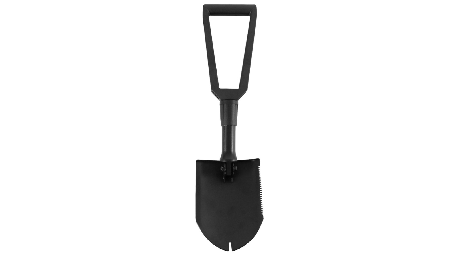 Wildtrak Folding Blade Steel D-Grip Handle Camping Shovel/Sawtooth with Pouch - Black