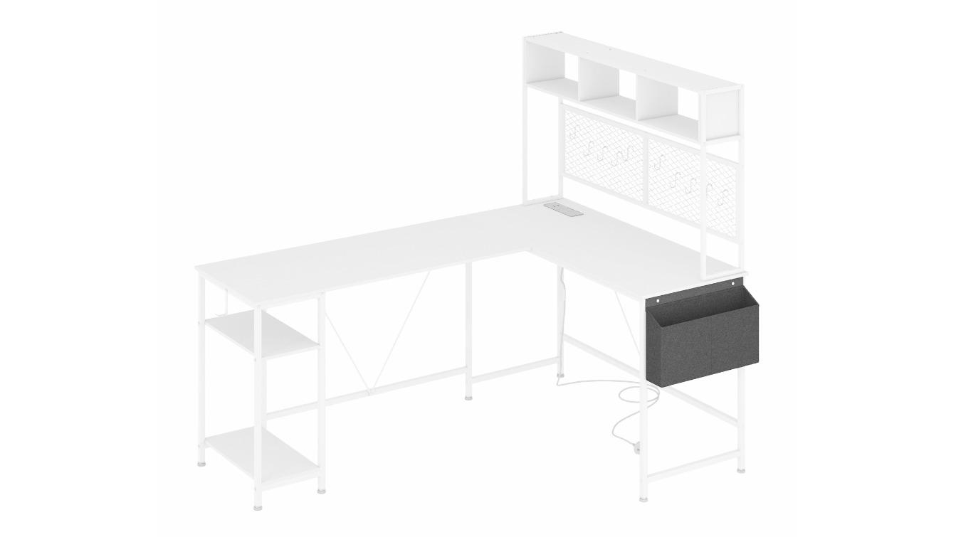 Advwin L-Shaped Gaming Reversible Computer Corner Desk - White