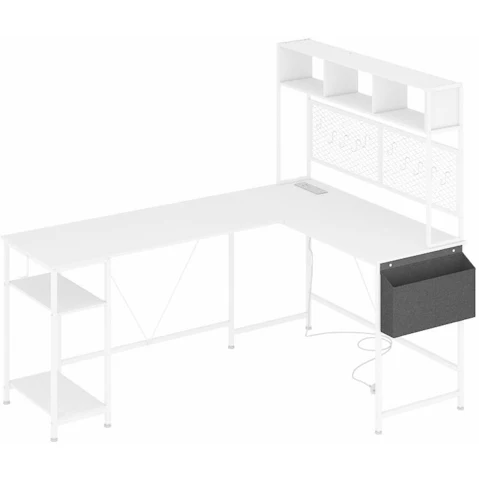 Advwin L-Shaped Gaming Reversible Computer Corner Desk - White