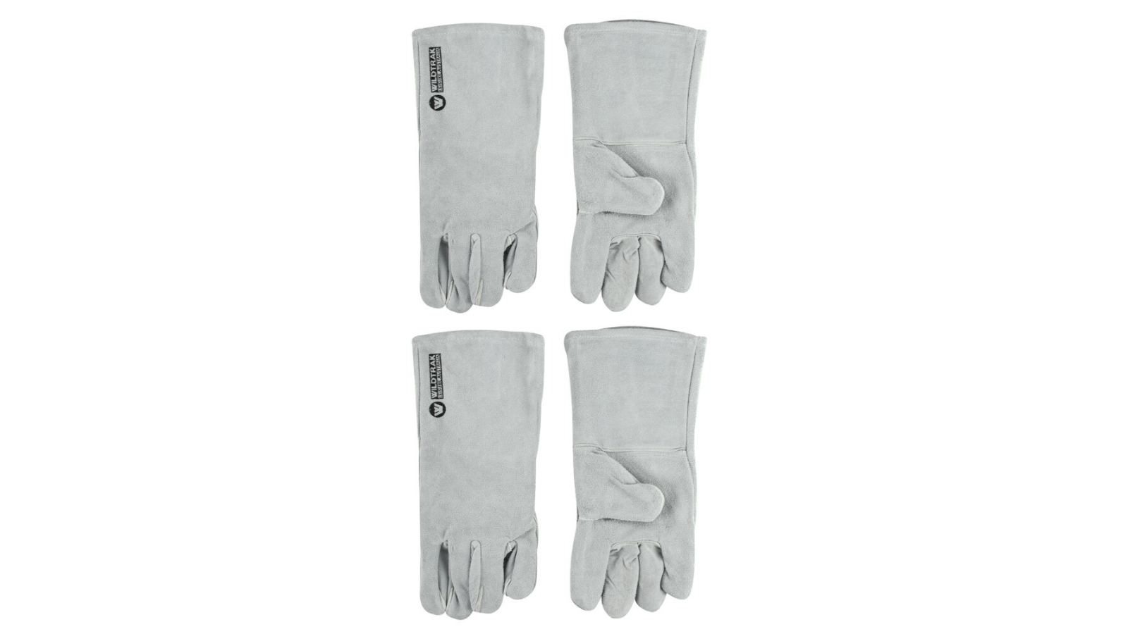 Wildtrak 2 Piece One-Size Cotton/Leather Hand Glove Set Camping Protection - Grey