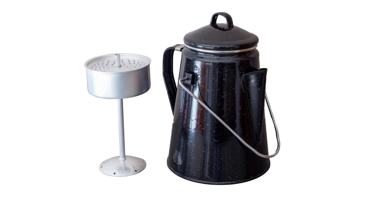 Wildtrak 2 Litre Premium Enamel Coffee Pot Boiler - Black