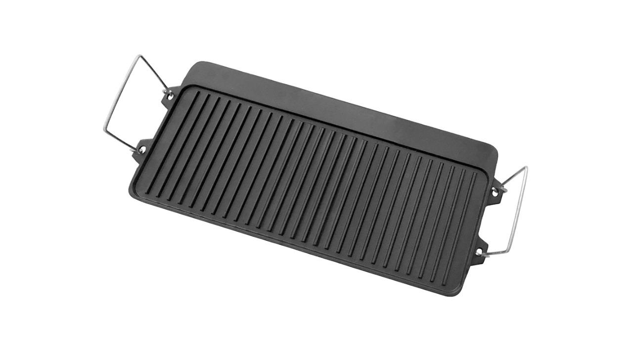 Wildtrak 52cm Reversible Cast Iron BBQ Plate Griddle for 3BR Stove - Black