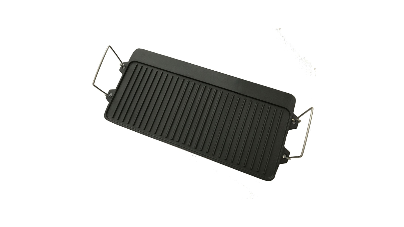Wildtrak Reversible 40cm Cast Iron Griddle BBQ Plate Cookware for 2BR Stove - Black