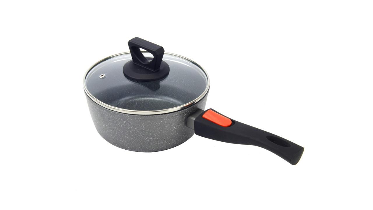 Wildtrak Compact 28cm Non-Stick Square Camping Sauce Pan with Detachable Handle - Grey