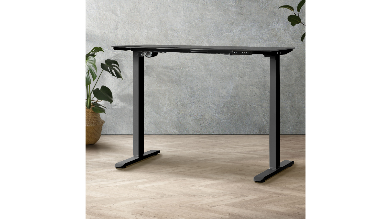Oikiture Single Motor Black Standing Desk Adjustable Motorised - Frame Only