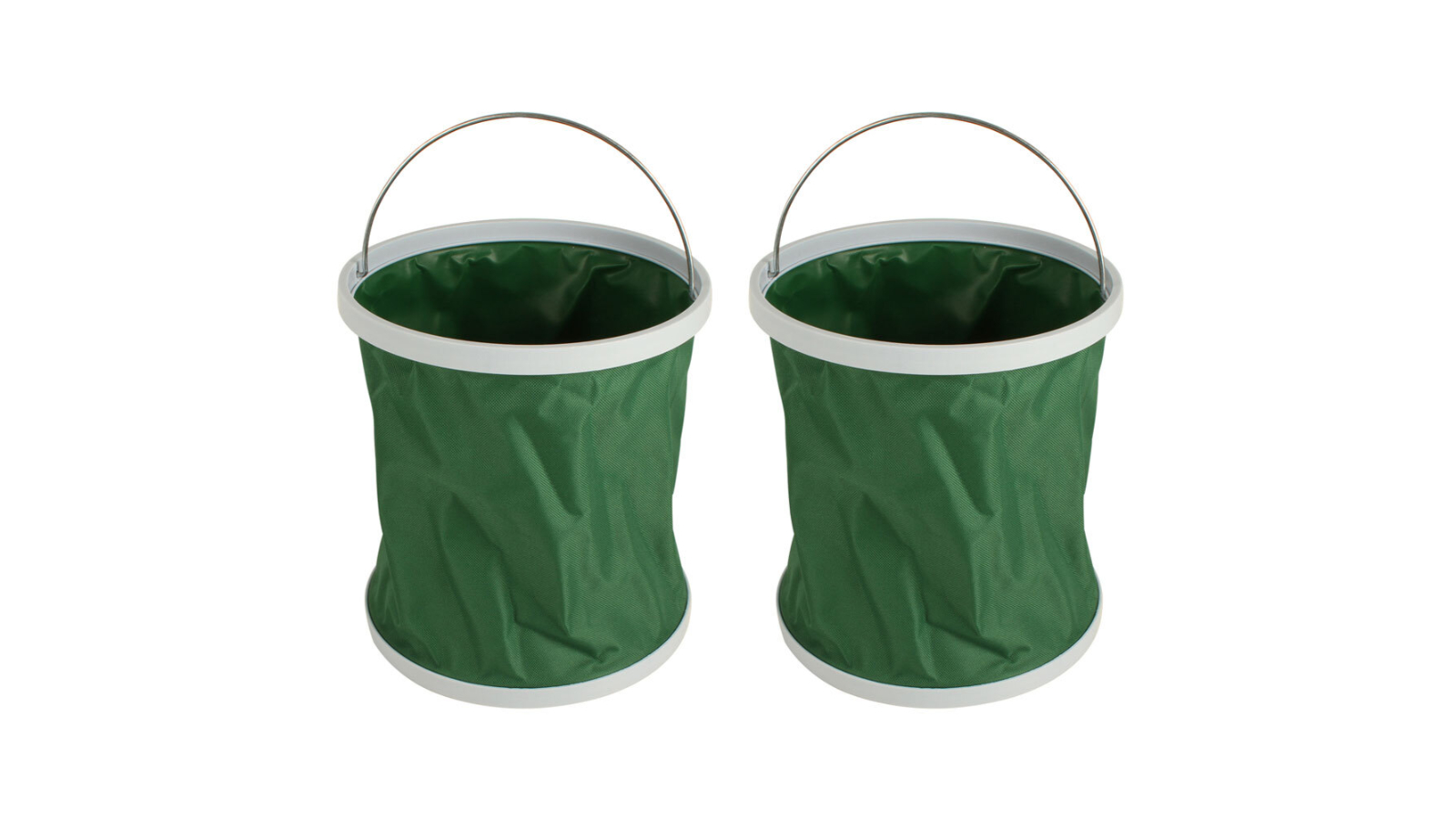 Wildtrak 2 Piece 11 Litre Camping Collapsible Round Bucket Storage with Carry Handle - Green