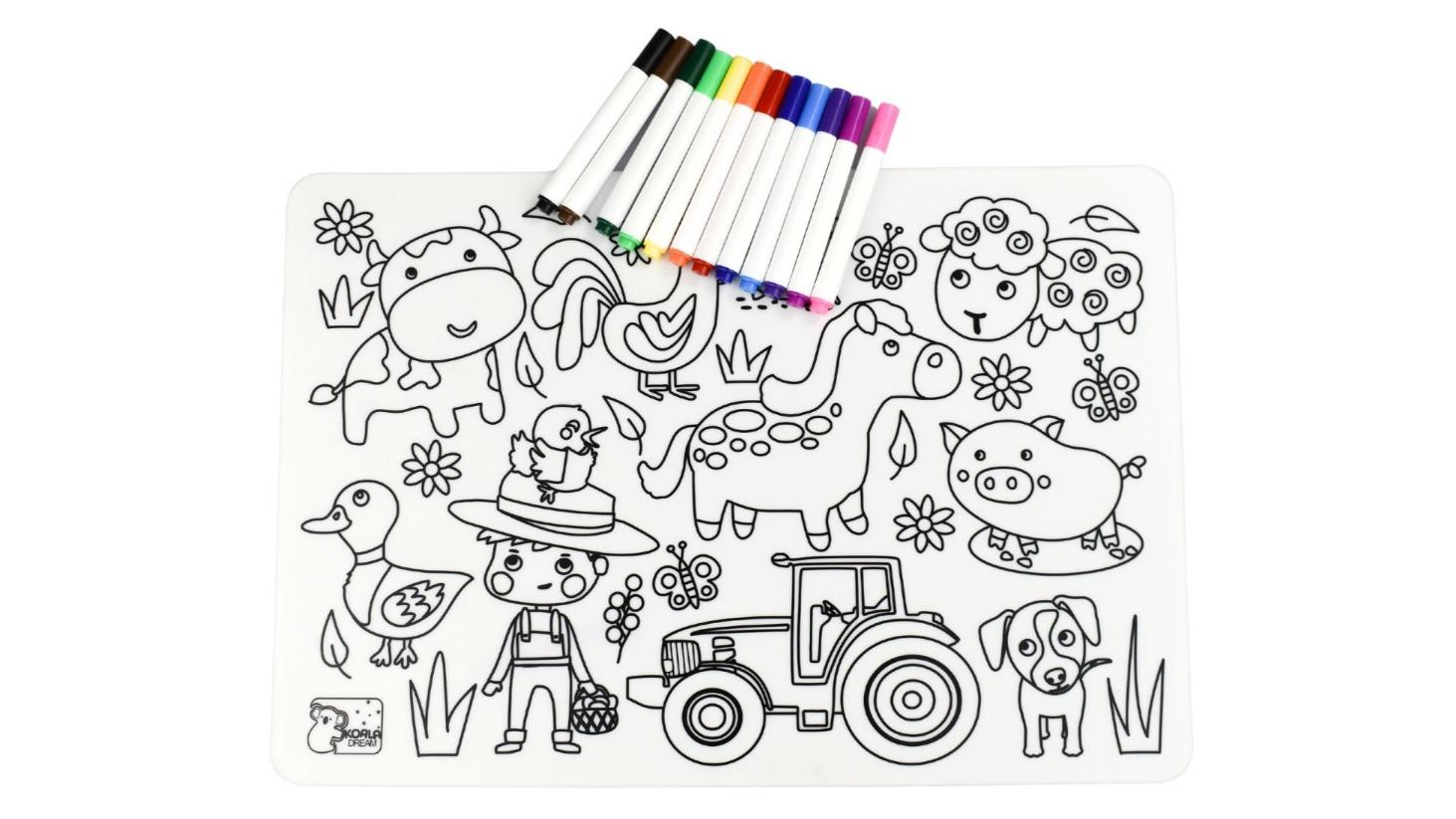 Koala Dream Reusable Silicone Drawing Mat - Farm Animal