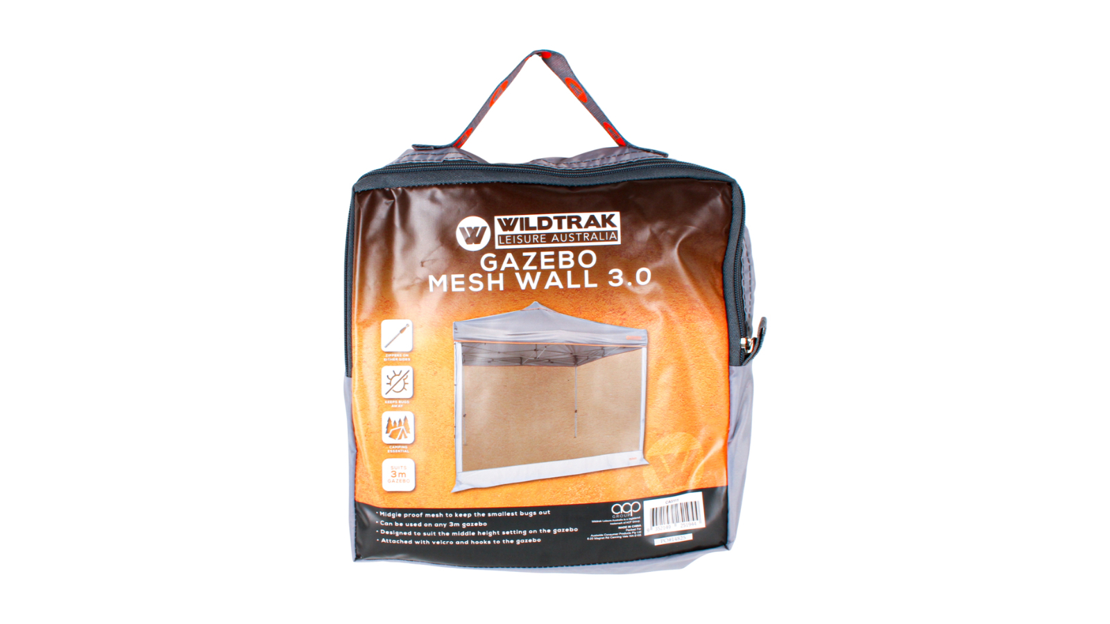 Wildtrak Mesh Wall Centre Zip 3.0 Accessory for 3metre Outdoor Camping Gazebo - White