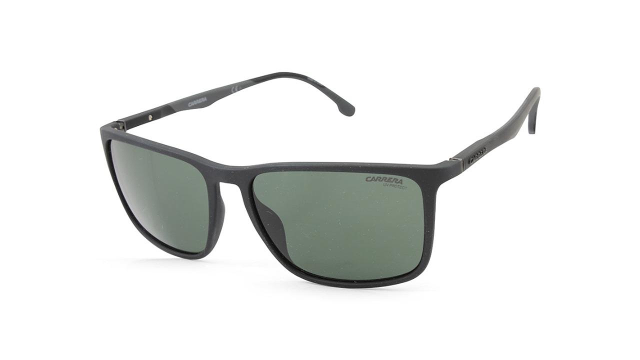 Carrera 8031/S 003 QT Unisex Designer Rectangular Sunglasses - Matte Black/Green