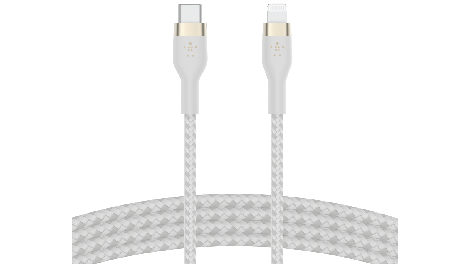 Belkin BOOSTCHARGE PRO Flex 1m Braided USB-C Cable with Lightning Connector - White