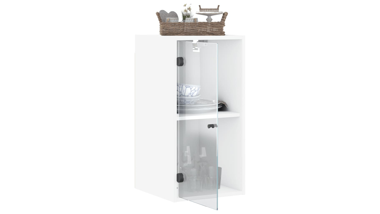 vidaXL White Wall Cabinet with Glass Doors