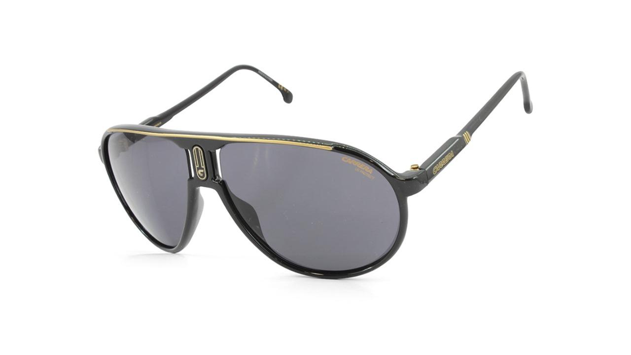 Carrera 807-IR Champion 65 Unisex Pilot Sunglasses - Shiny Black/Grey