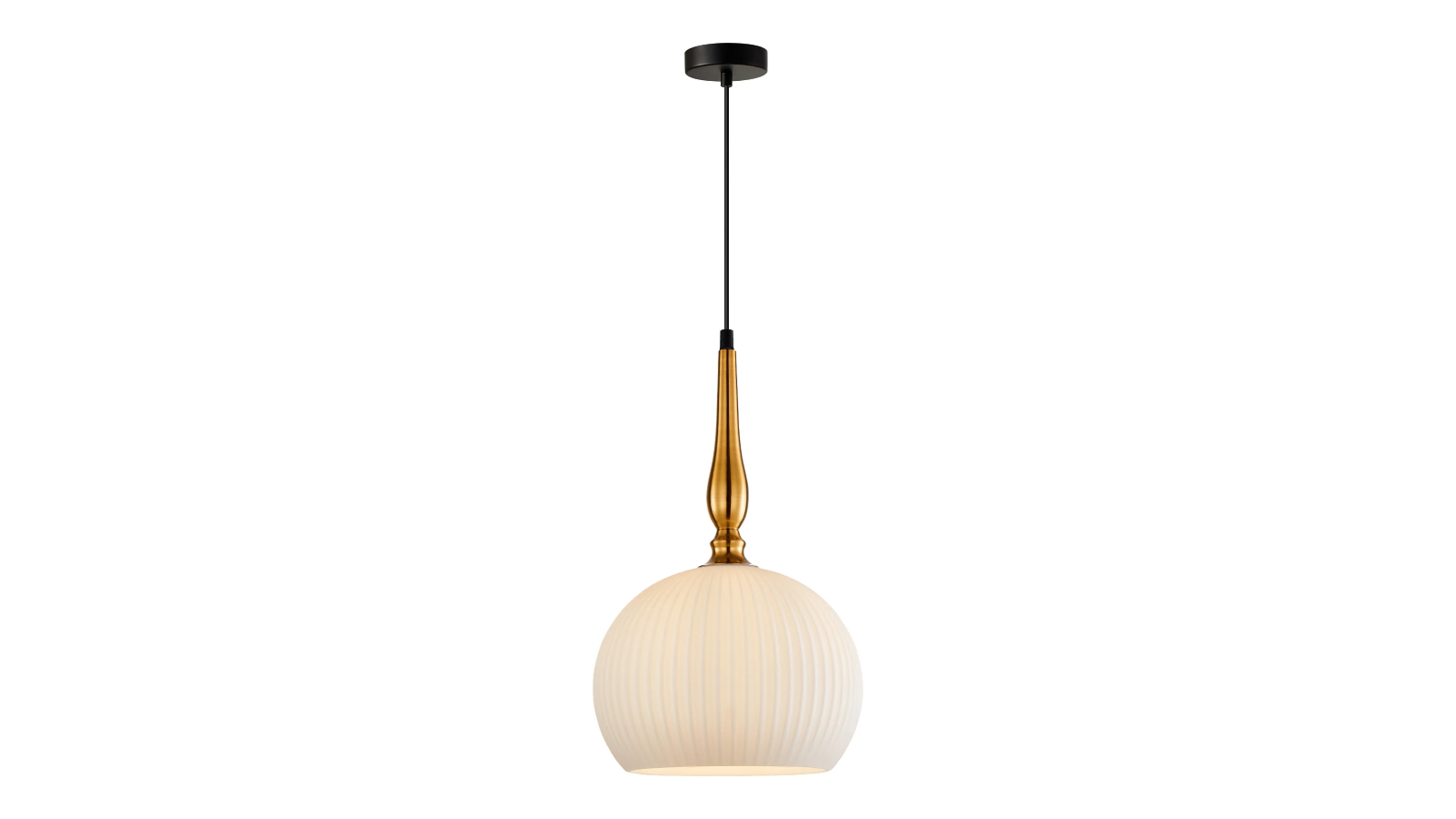 CLA Caliz Frosted Wine Glass Ribbed Pendant Light with Brass Highlight