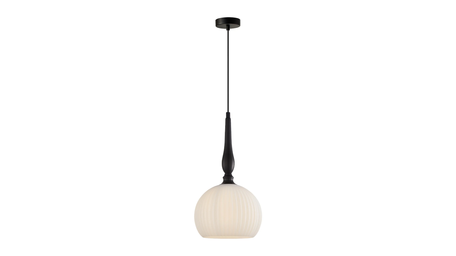 CLA Caliz Frosted Wine Glass Ribbed Pendant Light with Black Highlight