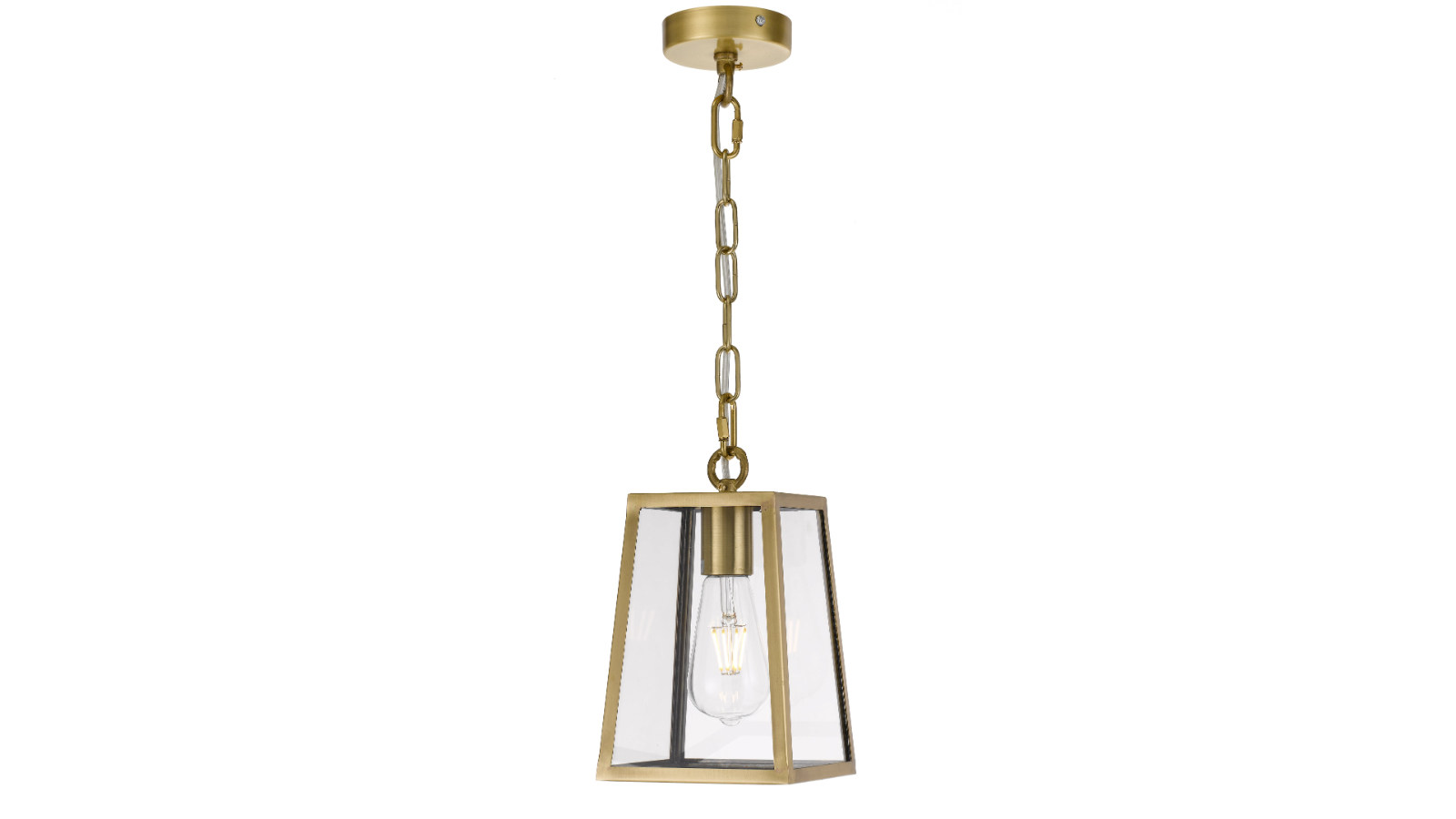 Pretty & Practical London Antique Brass Pendant Lamp with Clear Rod Chain