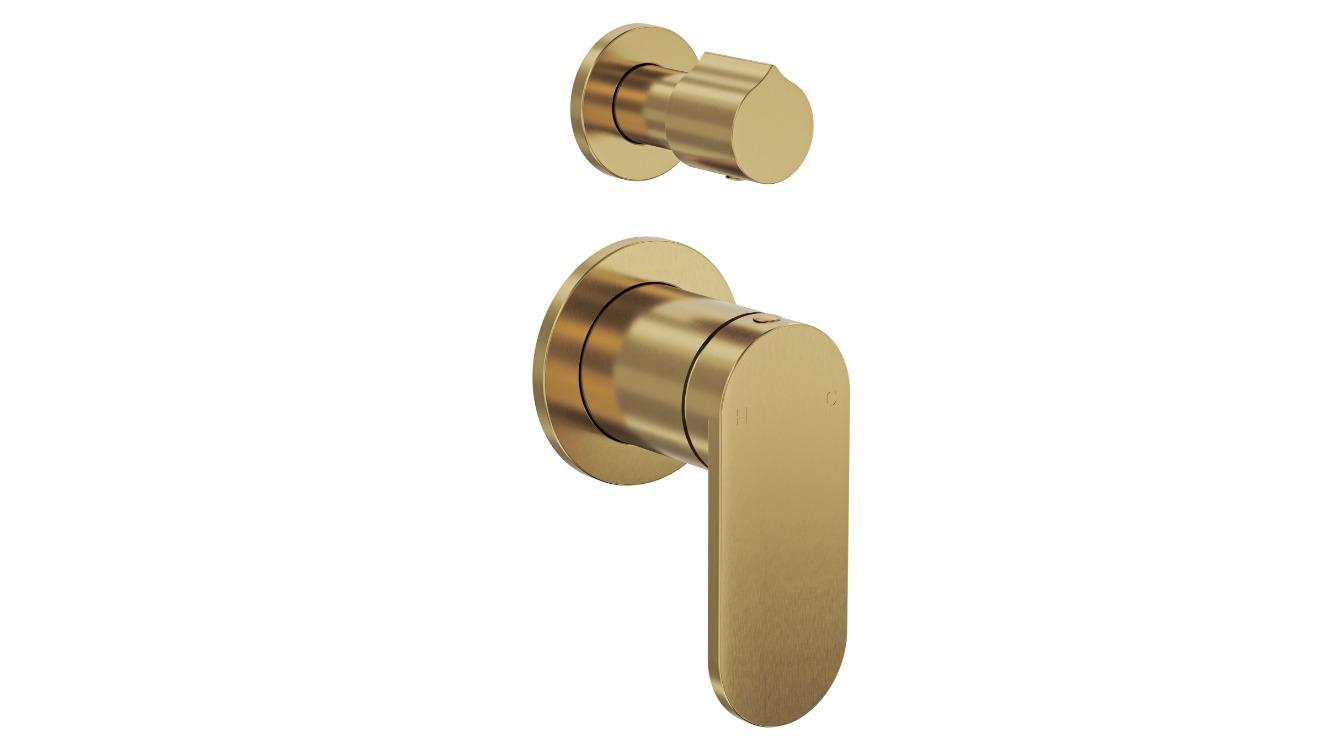 Linsol Capo Two Plate Divertor Mixer - Brushed Brass