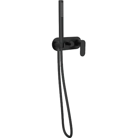Linsol Capo One Plate Wall Mixer with Hand Shower - Matte Black