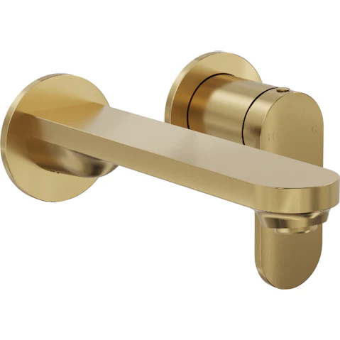 Linsol Capo Two Plate Wall Basin/Bath Mixer - Brushed Brass