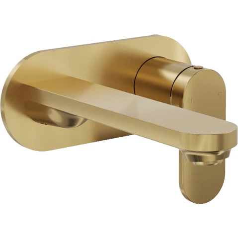 Linsol Capo One Plate Wall Basin/Bath Mixer - Brushed Brass