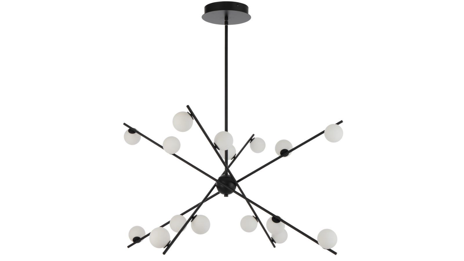 Pretty & Practical Bath Black 16-Light LED Pendant with Opal Matt Shade