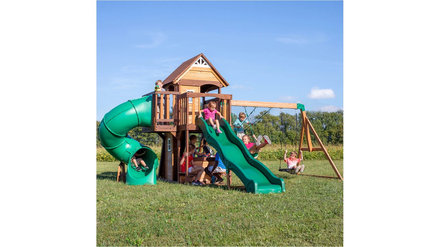 Backyard Discovery Cedar Cove Swing & Play Set Harvey Norman