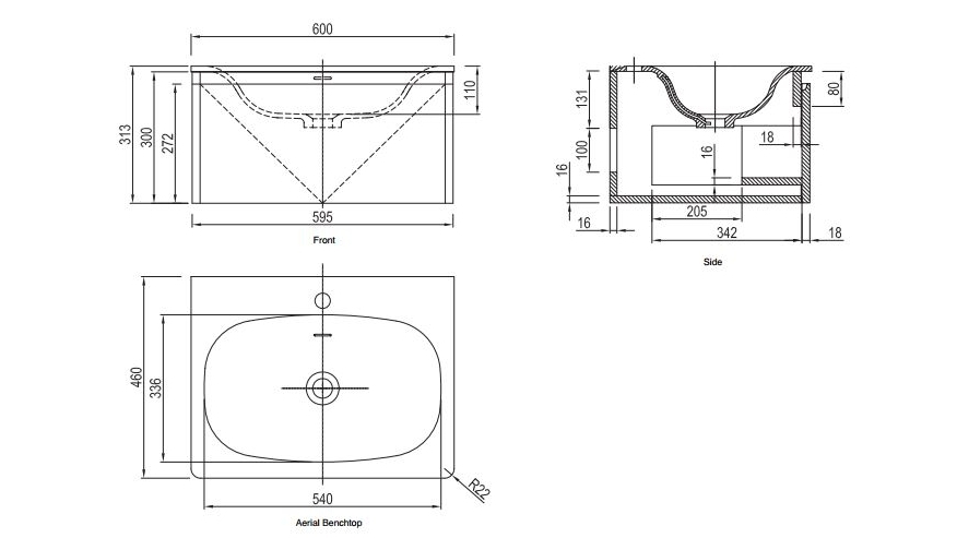 Parisi Flow 600mm WallHung Vanity and Basin Harvey Norman