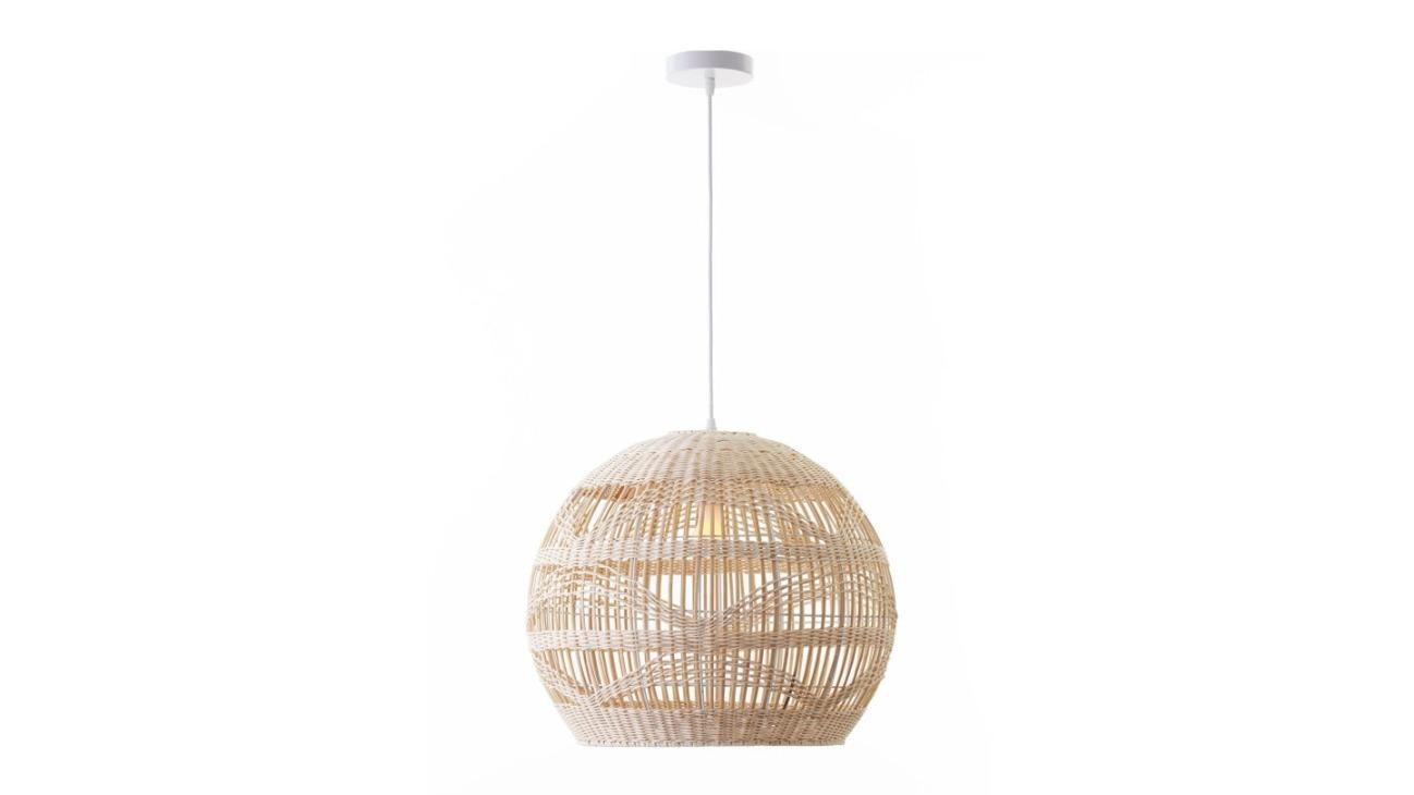 Luminea Carissa Bamboo Rattan Cream Natural Pendant Light Lamp - Large