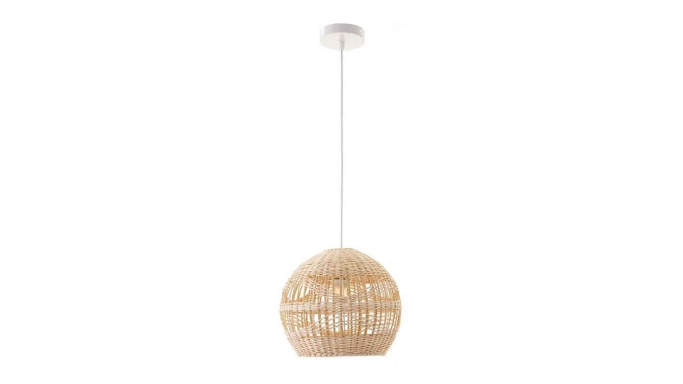 Luminea Carissa Bamboo Rattan Cream Natural Pendant Light Lamp - Small