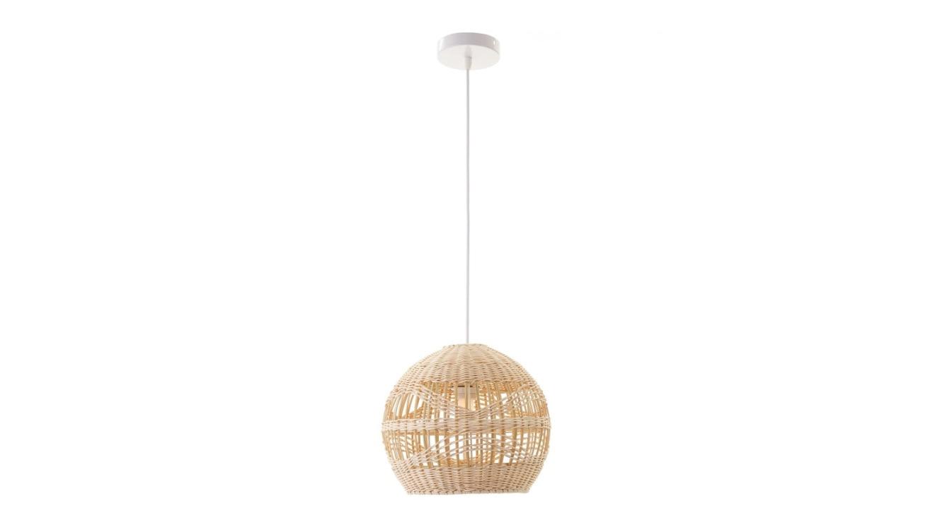 Luminea Carissa Bamboo Rattan Cream Natural Pendant Light Lamp