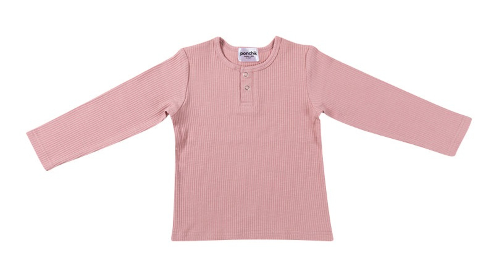 Ponchik Carnation Cotton Rib Henley T-Shirt - 0-3 months