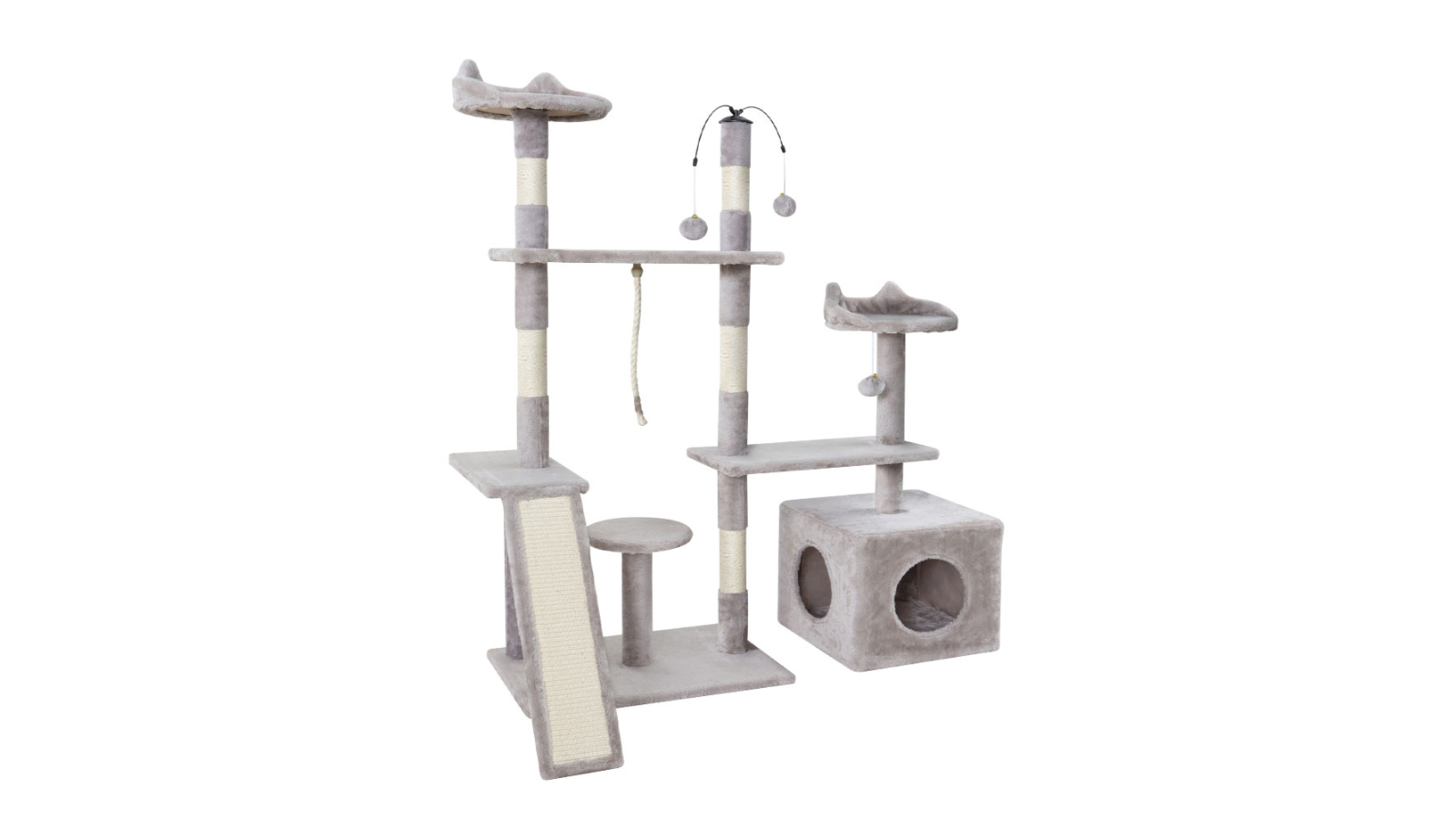 i.Pet Grey Cat Tree Scratching Post - 135 cm