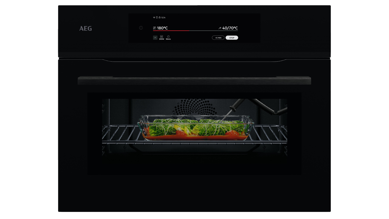AEG 45cm 9000 Series Compact CombiQuick Microwave Oven - Black