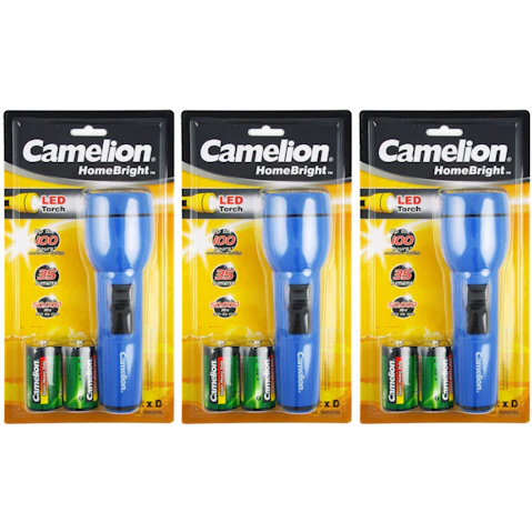 Camelion 3 Piece LED 35LM Torch Light with Battery - Blue
