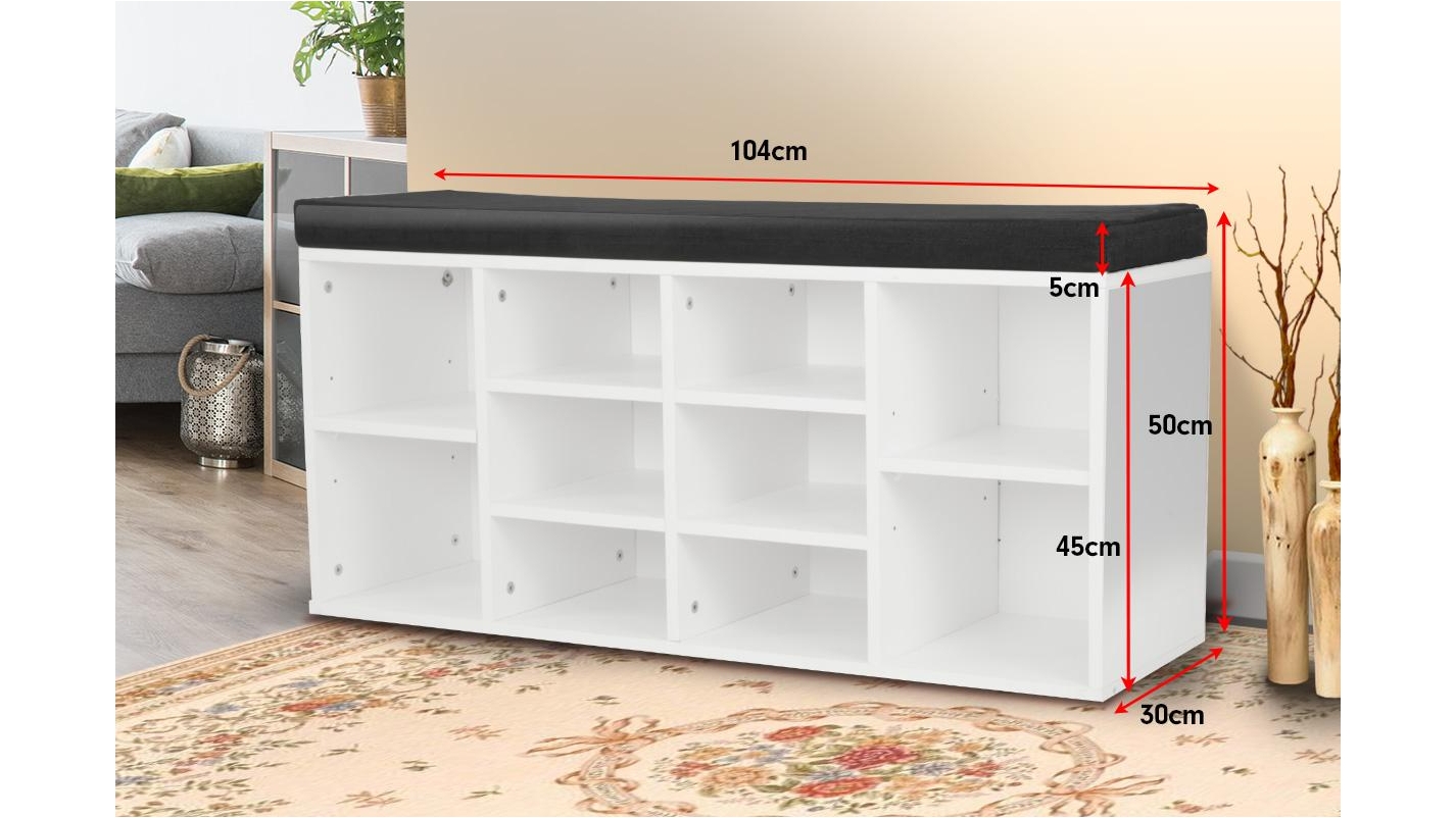 Shoe 104cm Shoe Rack Cabinet White Black Harvey Norman