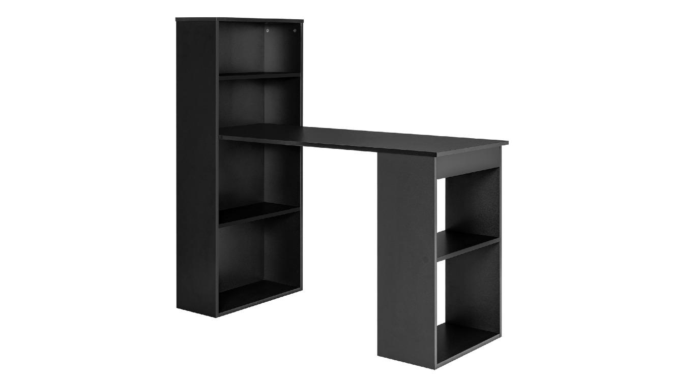 Costway Computer Desk with Drawer and Bookshelf - Black