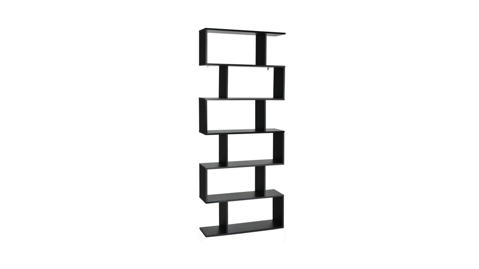 Costway 6-Tier S-Shaped Bookshelf Display Storage Rack - Black