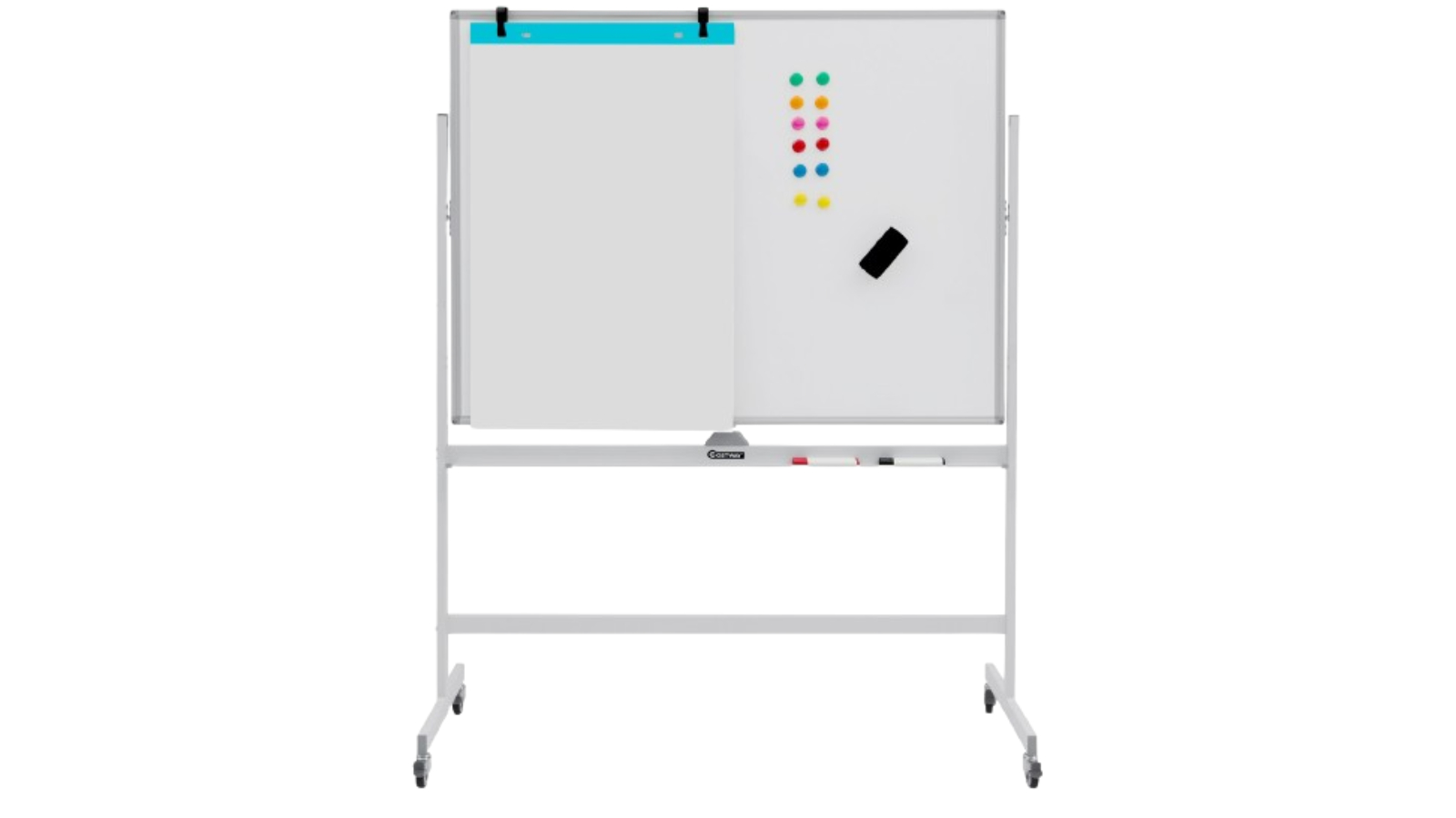 Costway Magnetic Mobile Whiteboard Dry Erased Adjustable with Accessories