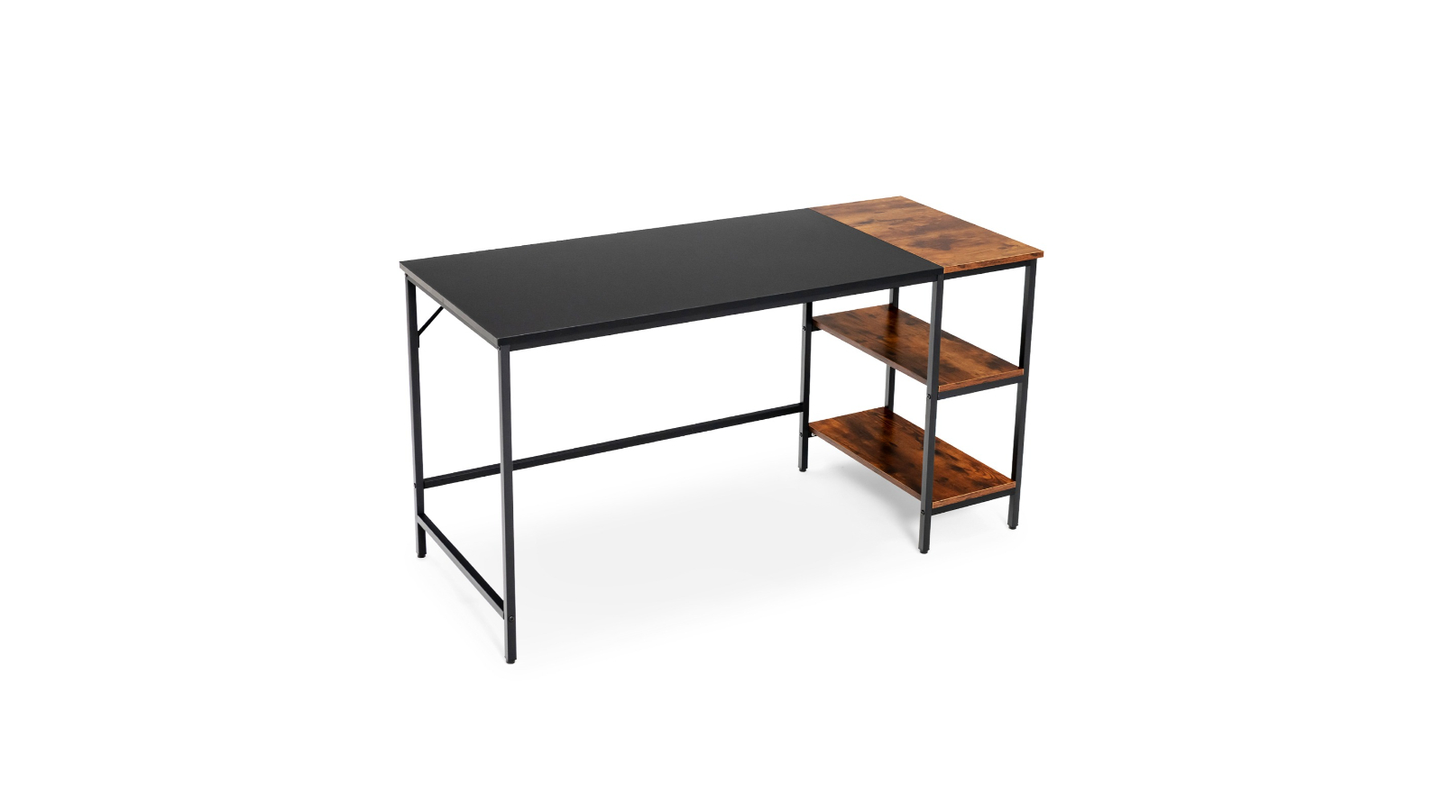 Costway 140cm 2-Tier Shelf and Footrest Modern Computer Desk - Black