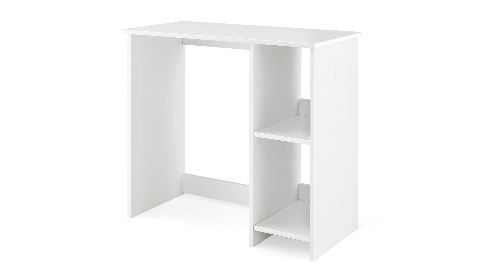 Costway 80cm Wood Workstation Desk with 2 Open Shelves - White