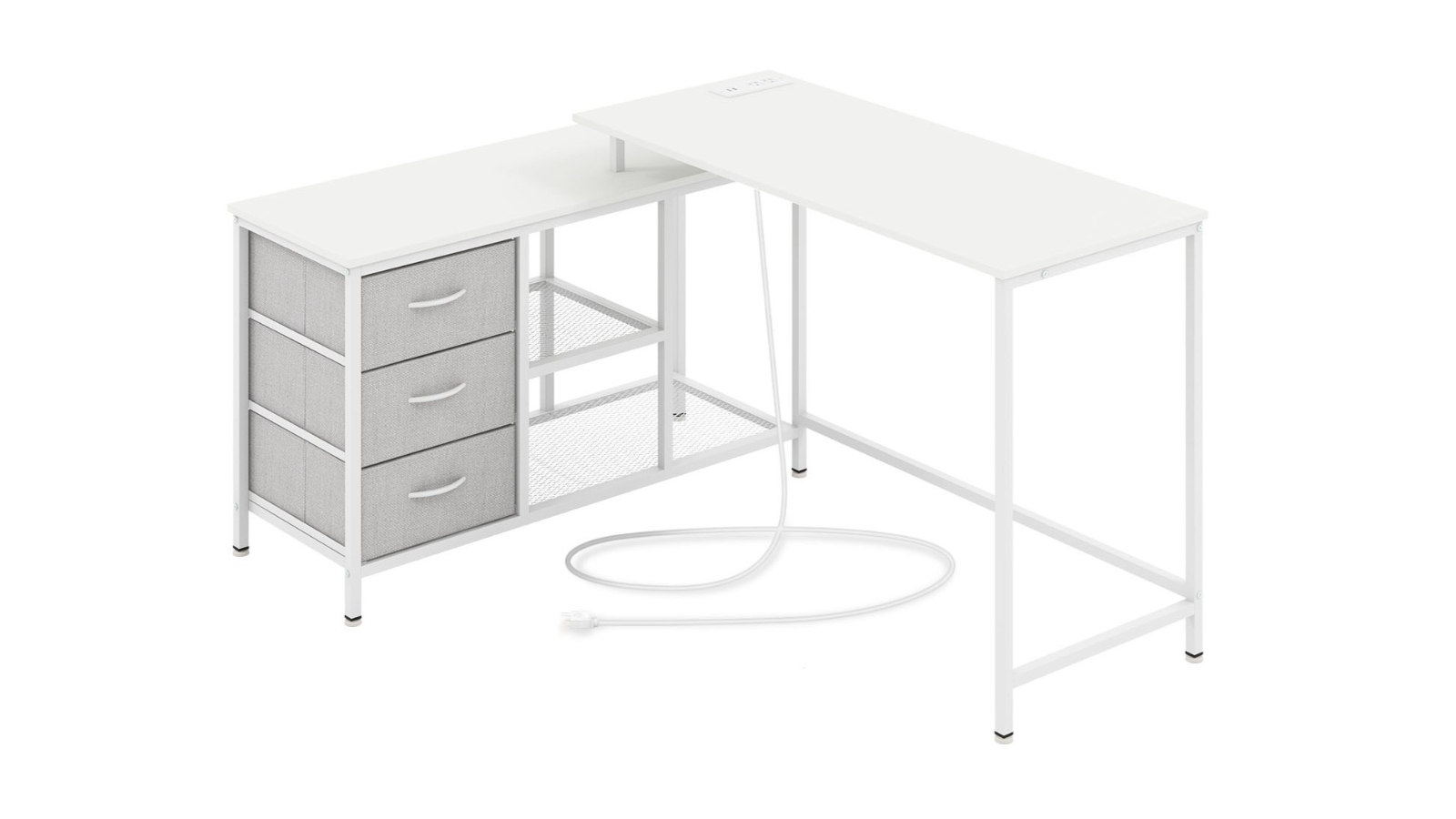Costway L-Shaped Corner Computer Desk - White