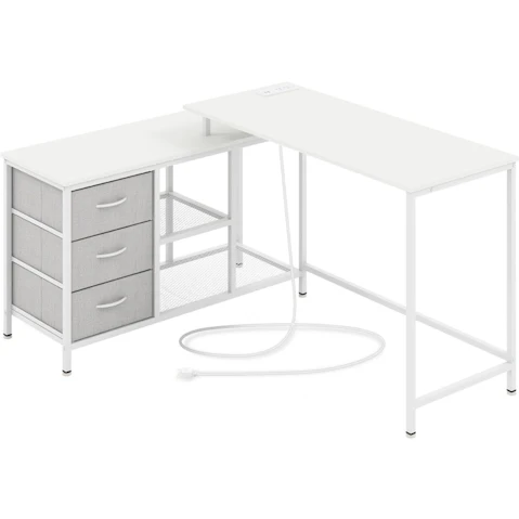 Costway L-Shaped Corner Computer Desk - White